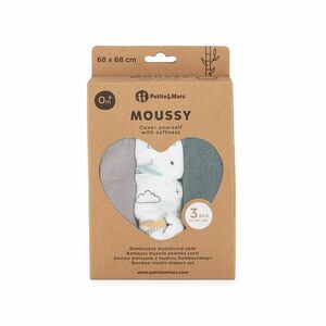 Petite&Mars Sada plen bambusová mušelínová Moussy 68 x 68 cm 3 ks Grey Planes obraz