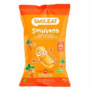 Smileat BIO kukuřičné křupky oves, mrkev s panenským olivovým olejem a vitaminem B1 8M+ 4x12 g obraz