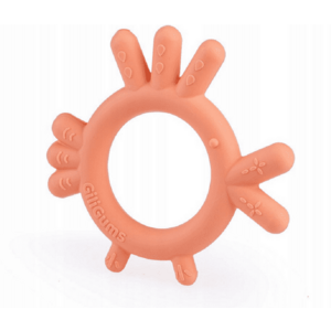 GiliGums Dětské silikonové kousátko Chicken Teether, 3m+, meruňková, 1 ks obraz