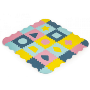 ECO TOYS Dětské pěnové puzzle 121, 5x121, 5cm, hrací deka, podložka na zem Tvary, 37 dílů obraz