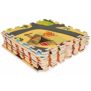 ECO TOYS Dětské pěnové puzzle 93, 5x93, 5cm, hrací deka, podložka na zem Safari, 9 dílů, obraz