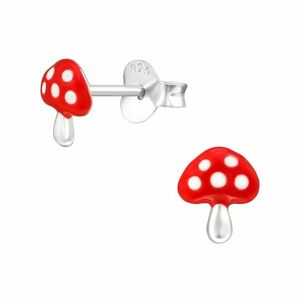 SILVER Dětské stříbrné náušničky Muchomůrka, puzetové obraz