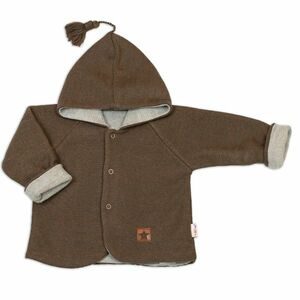Baby Nellys Pletený kabátek/bundička s kapucí Star, oboustranný - hnědý, béžový, vel. 62 obraz