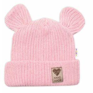 Baby Nellys Pletená bavlněná čepice, dvouvrstvá, Hand Made, růžová, 68/74 obraz