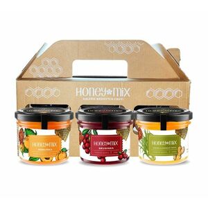 HoneyMix Dárková sada medů Meruňka, brusinka a zázvor 3x140 g obraz