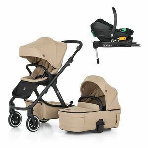 Petite&Mars Kočárek kombinovaný ICON 2v1 Mocha Beige LITE AIR + Core Pro i-Size Black + Báze obraz