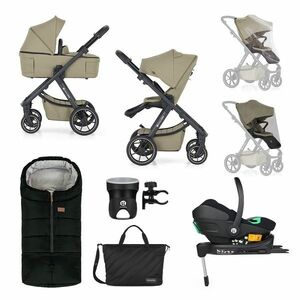 Petite&Mars Kočárek kombinovaný ICON 2v1 Mossy Green XXL RWS + Core Pro i-Size Black + Báze obraz