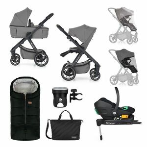 Petite&Mars Kočárek kombinovaný ICON 2v1 Dove Grey XXL RWS + Core Pro i-Size Black + Báze obraz