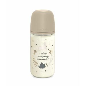 Suavinex Wonderland Skleněná láhev fyziologická SX PRO průtok M 3m+ 240 ml 1 ks krémová obraz