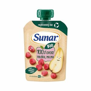 SUNAR Ovocná kapsička hruška, malina 4m+ BIO 100 g obraz