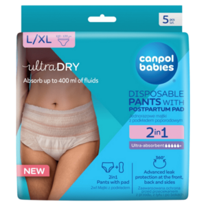 CANPOL BABIES Jednorázové poporodní kalhotky 2v1 L/XL 5 kusů obraz