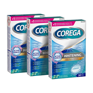 COREGA Whitening antibakteriální tablety 3 balení 30 kusů obraz