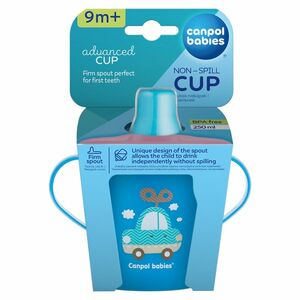 CANPOL BABIES Nevylévací hrníček TOYS modrý 250 ml obraz