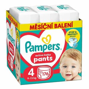PAMPERS Active Baby Pants vel.4 kalhotky 9-15kg měsíční balení 176 ks obraz