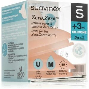 Suavinex Zero Zero Bottle Teat savička na láhev M Medium Flow 3 m+ 2 ks obraz