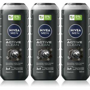 NIVEA MEN Active Clean sprchový gel pro muže výhodné balení 3 x 500 ml obraz