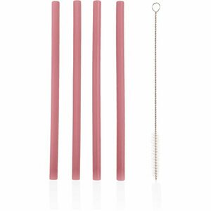 Zopa Silicone Straw silikonové brčko + kartáč 6 m+ Old Pink 4 ks obraz
