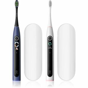 Oclean X Lite Set Duo pack sonický zubní kartáček DUO BALENÍ s cestovním pouzdrem Dark Blue+Grey obraz