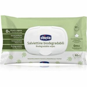 Chicco Biodegradable Baby Wipes dětské jemné vlhčené ubrousky 60 ks obraz