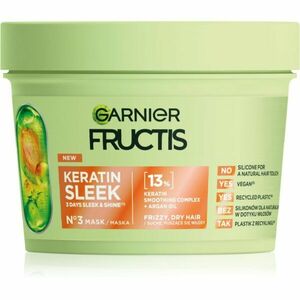 Garnier Fructis Keratin Sleek maska na vlasy s keratinem a arganovým olejem 370 ml obraz