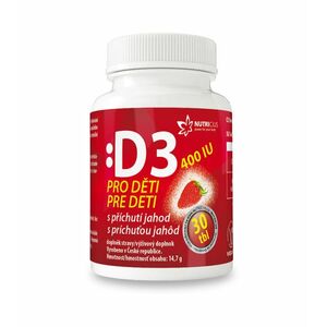 Nutricius Vitamín D3 pro děti 400IU - jahoda 30 tbl. obraz