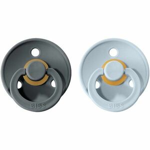 BIBS Colour Natural Rubber Size 2: 6+ months dudlík Iron / Baby Blue 2 ks obraz