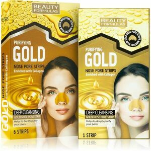 Beauty Formulas Gold čisticí náplast na zanešené póry na nose s kolagenem 6 ks obraz