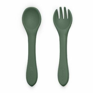 Petite&Mars Take&Match Silicone Cutlery příbor Misty Green 6 m+ 2 ks obraz