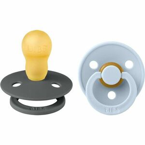 BIBS Colour Natural Rubber Size 3: 18+ months dudlík Iron / Baby Blue 2 ks obraz