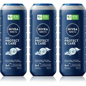NIVEA MEN Protect & Care sprchový gel pro muže výhodné balení 3 x 500 ml obraz