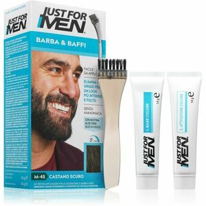 Just for Men Men Moustache & Beard barva na vousy pro zakrytí šedin odstín M-45 Dark Brown 1 ks obraz