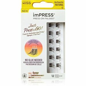 KISS imPRESS Just Press & GO ! trsové nalepovací řasy bez uzlíku Authentic Natural c 12 ks obraz