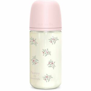 Suavinex Poetry SX Pro Physiological Glass M skleněná kojenecká láhev 3 m+ Medium Flow - Pink 240 ml obraz