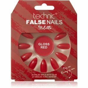 Technic Cosmetics False Nails Stiletto umělé nehty Gloss Red 24 ks obraz