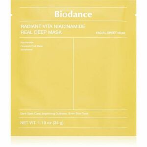 Biodance Radiant Vita Niacinamide Real Deep Mask rozjasňující pleťová maska pro sjednocení barevného tónu pleti 1 ks obraz