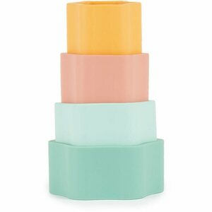 Bieco Silicone Stacking Tower Flower aktivity hračka 12 m+ Tropical Vibes 4 ks obraz