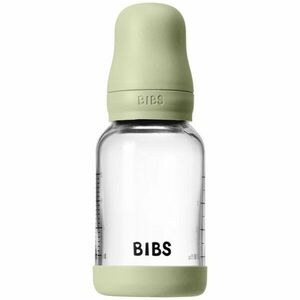BIBS Baby Glass Bottle Silicone antikoliková láhev se silikonovým pítkem Sage 120 ml obraz