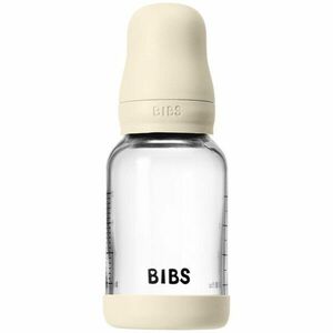 BIBS Baby Glass Bottle Silicone antikoliková láhev se silikonovým pítkem Ivory 120 ml obraz