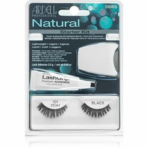 Ardell Natural nalepovací řasy s lepidlem 101 Demi Black 4 ks obraz