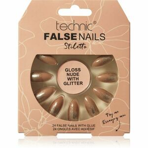 Technic Cosmetics False Nails Stiletto umělé nehty Gloss Nude with Glitter 24 ks obraz