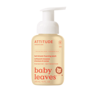 Dětská mycí pěna a šampon 2v1 ATTITUDE Baby leaves s vůní hruškové šťávy 295 ml obraz