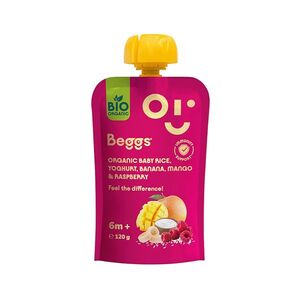 BEGGS Dětská rýže s jogurtem banánem mangem a malinami 6m+ BIO 120 g obraz