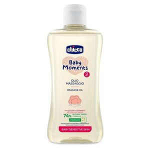 CHICCO Olej masážní s bavlnou a vitamínem E Baby Moments sensitive 74 % přírodních složek 200 ml obraz
