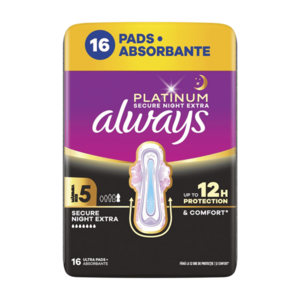 ALWAYS Platinum Ultra Secure Night Extra Hygienické vložky s křidélky 16 kusů obraz