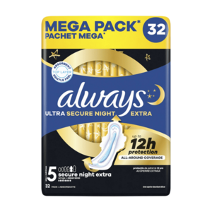 ALWAYS Secure Night Ultra Hygienické vložky Extra 32 kusů obraz