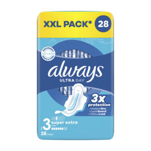 ALWAYS Ultra Day Super Extra Quatro Hygienické vložky s křidélky 28 kusů obraz