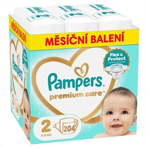 PAMPERS Premium care 2 plenky 4-8 kg monthly box 204 kusů obraz