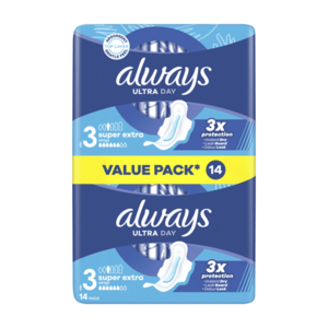 ALWAYS Ultra Day Super Extra Duo Hygienické vložky s křidélky 14 kusů obraz