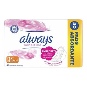 ALWAYS Ultra Sensitive Normal Plus vel.1 Hygienické vložky s křidélky 40 ks obraz