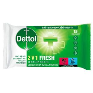 DETTOL Dezinfekční ubrousky 2v1 na ruce a povrchy 15 ks obraz